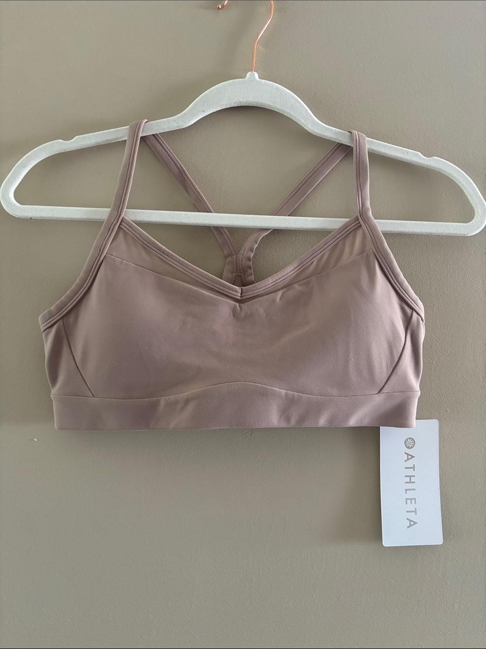 Athleta Vital Mesh Bra. Taupe. Small. NWT.